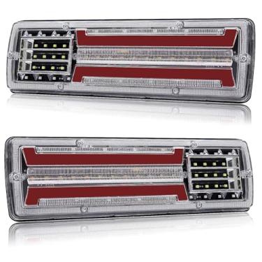 Imagem de Par de montagem de luz traseira de caminhão LED 12V, tamanho grande em 11,4 × 9 cm, luz traseira de reboque âmbar/branco/vermelho, IP67 à prova d'água, adequada para veículos de 12 V