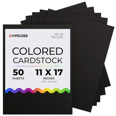 Imagem de Hygloss Cartolina preta – 29 x 43 cm, 50 folhas, 29,5 kg/176 gsm, resistente ao desbotamento, sem ácido, cartão de papel colorido