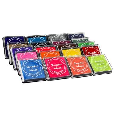 Imagem de Almofadas de tinta laváveis para os dedos para crianças, não tóxica, 20 almofadas de tinta de artesanato de arco-íris coloridas para carimbos de borracha, papel, tecido de madeira, o melhor presente para crianças (pacote com 20)