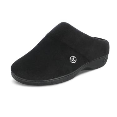 Imagem de Isotoner Pantufa feminina clássica com capuz e espuma viscoelástica, Preto, 5.5-6