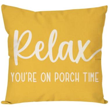 Imagem de PANDICORN Capas de almofada para casa de fazenda 45,7 x 45,7 cm para relaxar na varanda amarela ao ar livre primavera verão decoração de almofada decorativa para varanda frontal pátio sofá decoração