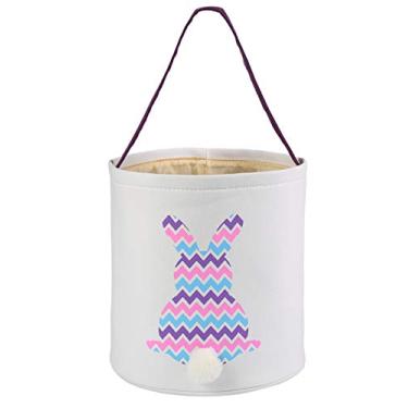 Imagem de E-FirstFeeling Cesta de Páscoa Bolsa de Coelhinho de Páscoa para Crianças Bolsa de Caça de Páscoa Sacola de Presente (Multicolorida)