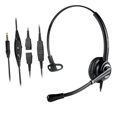 Imagem de Fone de ouvido para celular com microfone com cancelamento de ruído para smartphone, Apple iPhone, Samsung, som de áudio HD com faixa ajustável para música e chamadas conector de 3,5 mm, Black/Single Ear