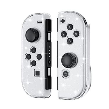 Imagem de FANPL Capa com glitter para Nintendo Switch & Switch OLED Joy Con, capa protetora Joy Con transparente brilhante com design ergonômico, capa de TPU macia para controle Jon Con confortável, fácil instalação