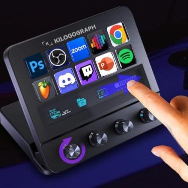 Imagem de KILOGOGRAPH Stream Dock with Knobs Screen N4E - Streamdeck para PC Mac, teclados macro Mirabox com 10 botões macro, controle de brilho de volume, controle de streaming de PC com fio, deck de jogos ao