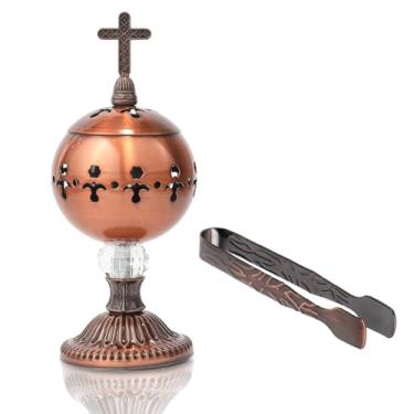 Imagem de Queimador de incenso tradicional – incensário de carvão de cobre com clipe – suporte de resina de aromaterapia para igreja, meditação, ioga e casa
