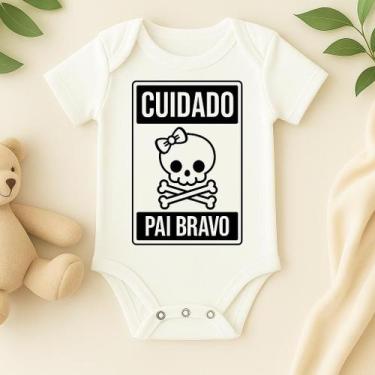 Imagem de Body Personalizado Bebê Papai Bravo - Baby da Moda, P (0 a 4 Meses)