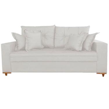 Imagem de Sofá Vicam 05 com Almofadas Soltas 3 Lugares Tecido Linho 200cm Vicam Cor Marfim