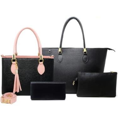 Imagem de Kit 4 Bolsas Anjik, bolsas Elegantes, Kit completo Bolsa Anjik Média+Carteira+Sacola Anjik+Necessaire ! (Preta Rosa,único)