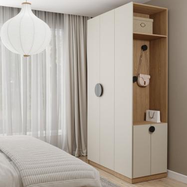 Imagem de Conjunto Modulado Joy 2 Peças Nicho Com 2 Gavetas E Sapateira Cinza Sereno/Avena