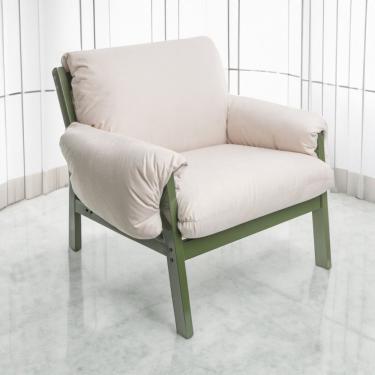 Imagem de Poltrona Decorativa Para Sala De Estar Soft Verde Oliva/areia