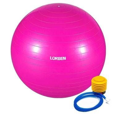 Imagem de Bola De Pilates Yoga Funcional Lorben Com Bomba Suporta Até 150 Kg Rosa