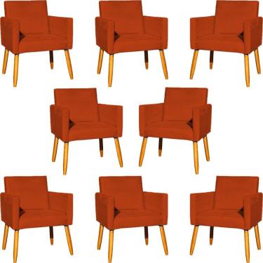 Imagem de Kit 8 Poltronas Nina Para Recepção Suede Cores Pé Palito 30cm Castanho - Suede