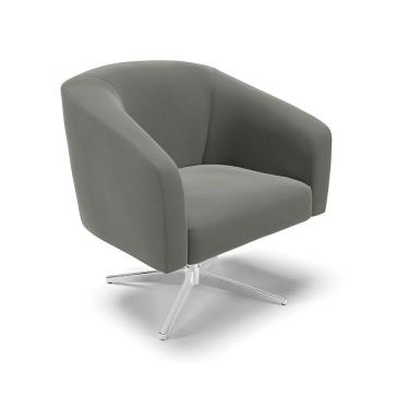 Imagem de Cadeira Sala De Jantar Giratória Base Cromada Stella Suede D03 - D'rossi Cor Grafite