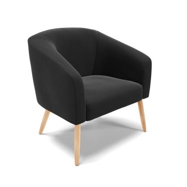 Imagem de Cadeira Sala De Jantar Pé Palito Natural Stella Suede D03 - D'rossi Cor Preto