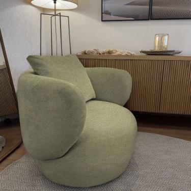 Imagem de Poltrona Aro Giratória Boucle 71cm X 85cm X 91cm Verde Oliva