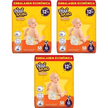 Imagem de KIT 3 Fraldas Descartáveis Piquitucho Hiper - Todos os Tamanhos, G