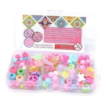 Imagem de Kit Miçanga Infantil Para Pulseira Com 200 Peças + Fio Cor Branco - Ev