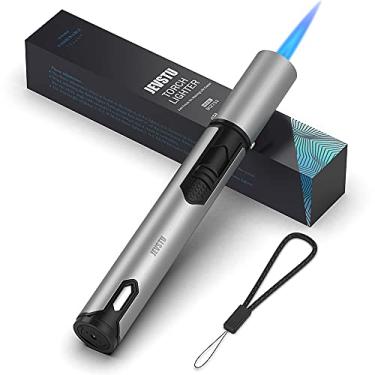 Imagem de JEVSTU Isqueiro Maçarico, De Butano 15 Cm Comprimento Com Janela Nível Combustível, Caneta À Prova Vento, Chama Ajustável Para Grelha, Vela, Cozinha, Lareira, Acampamento, Churrasco, Presentes Mascu