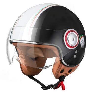 Imagem de Comrider Capacete De Motocicleta Aberto Para Adultos, Capacetes Ciclomotor Masculinos, Vespa Retrô 3/4, Clássico Vintage Feminino, Aprovado Pela Dot (Pequeno, Preto)