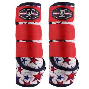 Imagem de Harrison Howard Botas Horse Sport Medicine Front Shock-Absorventes Proteção E Suporte Completo Para Membros Inferiores, Perfeitas Treinamento De Resistência Desempenho, Pacote Com 2 Unidades, Red Dr