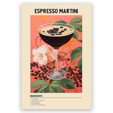Imagem de GyXzodonti Pôsteres De Coquetéis Espresso Martini, Arte Parede Retrô, Decoração Bebidas, Carrinho Bar Vintage, Cozinha, Clube Doméstico, Impressão Em Tela, 8 X 12 Polegadas, Sem Moldura, Estilo 6
