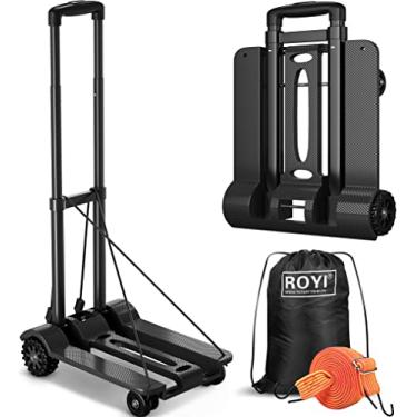Imagem de Generic Carrinho De Mão Dobrável, Bagagem Resistente 270 Libras Com Corda Elástica Elástica, 4 Rodas, Construção Sólida, Dobrável