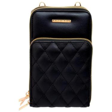 Imagem de Bolsa Carteira Feminina Com Alça Textura Matelassê Cor:Preto - Innovar