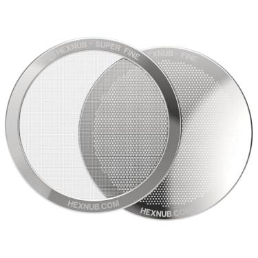 Imagem de HEXNUB - Filtros de metal reutilizáveis para cafeteira AeroPress, filtro de aço inoxidável compatível com a prensa AeroPress Original & Go Cafe Press, café mais encorpado do que filtros de papel