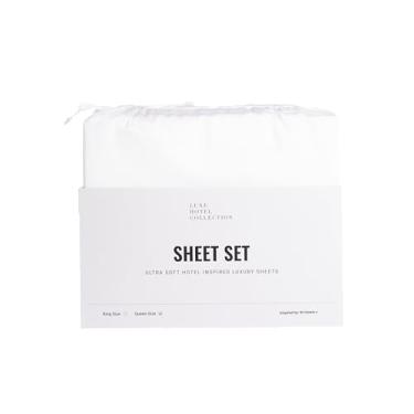 Imagem de Hotel Collection - Conjunto de lençóis de algodão acetinado de luxo – 100% algodão de fibra extralonga certificado – ultramacio, respirável e suave – The W Hotel Luxe Cotton Blend Conjunto de lençóis