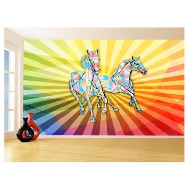 Imagem de Papel De Parede Animais Pop Art Cavalos Cores 3,5M Pxa357 - Você Decor