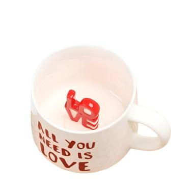 Imagem de NOSCOMP Xícara de café requintada de desenho animado, caneca de café 3D, feita com cerâmica, aplicável para uso no escritório, adequada para chá quente e frio com leite e café (Love Design, 400 ml)