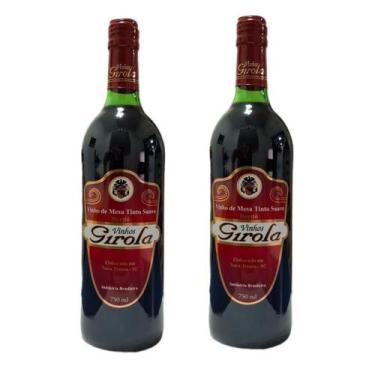 Imagem de Vinho girola tinto de mesa suave uva bordo garrafa vidro 750ml kit 02 