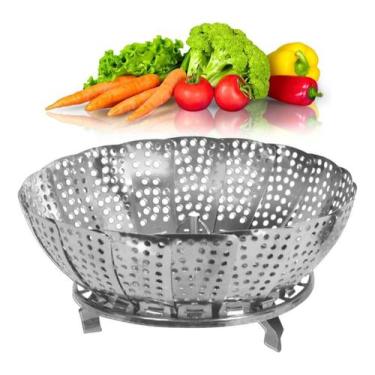 Imagem de Cesto Cozimento A Vapor Legumes Cozinha Aço Inox Vaporeira - Geral