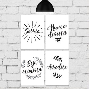 Imagem de Placa Decorativa Frases Positivas MDF Kit 4un 30x40cm - Quartinhos