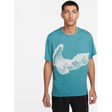 Imagem de Nike Camiseta masculina de corrida Dri-Fit UV Miler Run Division de manga curta, Azul-petróleo, M