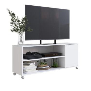 Imagem de Rack para TV até 55 Polegadas com Rodízios 1 Portas Branco B57 Emovell