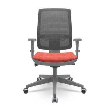 Imagem de Cadeira Brizza Diretor Grafite Tela Preta Assento Concept Rosê Base Au