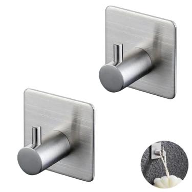 Imagem de Cabide Autoadesivo de Aço Inox – Gancho de Parede Sem Furo para Toalhas, Roupas e Acessórios – Resistente à Água – Design Moderno – Combo com 2 Unidades
