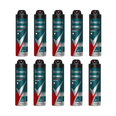 Imagem de Kit 10 Desodorante Rexona Antibacterial e Invisible Masculino Aerosol Antitranspirante 72 horas 150ml