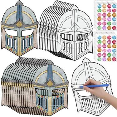 Imagem de Kit de artesanato Blueweenly Color Your Own Knight Mask Kids, pacote c
