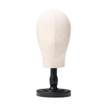 Imagem de Ysyqkn Suporte para Peruca, Cabeça de Manequim, Tecido, Suporte para Chapéu, Suporte Multifuncional para Exibição de Perucas, Cabeça de Manequim para Cobertu, Black Short