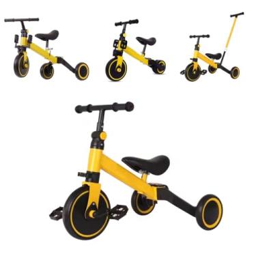 Imagem de Triciclo Infantil 4 em 1 Dobrável, Conversível em Bicicleta de Equilíbrio, Disponível em Amarelo, Branco e Vermelho (Amarelo)