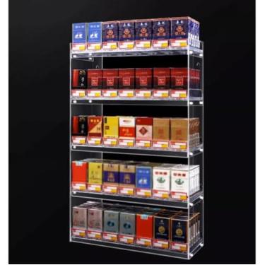 Imagem de Suporte De Exposição Do Cigarro, Cremalheira De Exposição Do Cigarro Dos Supermercados Cremalheira Fixada Na Parede Dos Doces Para Lojas De Conveniência, Empurrador Au, Clear, 80x10x56cm