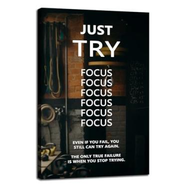 Imagem de Arte motivacional de parede em tela com citações inspiradoras de empreendedores positivos apenas tente pôsteres impressão inspiradora pintura de arte para decoração de parede de quarto de casa e