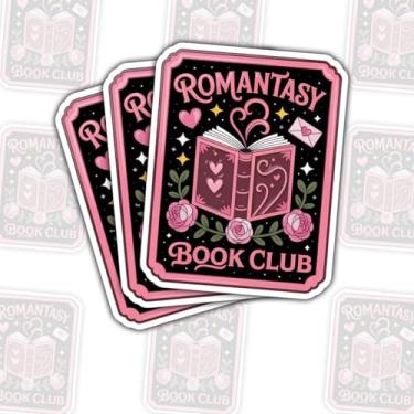 Imagem de 3 peças de adesivos Romantasy Book Club – Fantasy Romance Reader Decalque de vinil estético à prova d'água para laptop, Kindle, garrafa de água, caderno – Presente para amantes de livros, FAE Girl