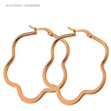 Imagem de Brinco De Argola Flor De Ameixa Prata Dourado Rosê Preto Bijuteria Bij