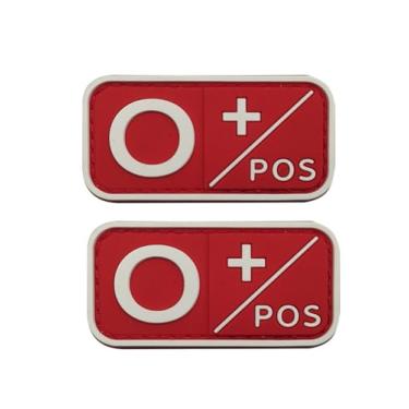 Imagem de Ruoming 2 peças externas 3D PVC borracha macia tipo sanguíneo médico, crachá de gancho de resgate, emblema de moral, acessório DIY (vermelho e branco O+)