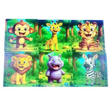 Imagem de Kit Quebra-Cabeça Infantil Educativo Montessoriano em MDF 3mm  6 Jogos