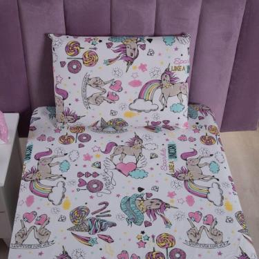 Imagem de Jogo De Lençol Fantasy Infantil Solteiro 02 Peças Malha 100% Algodão - Unicórnio Young